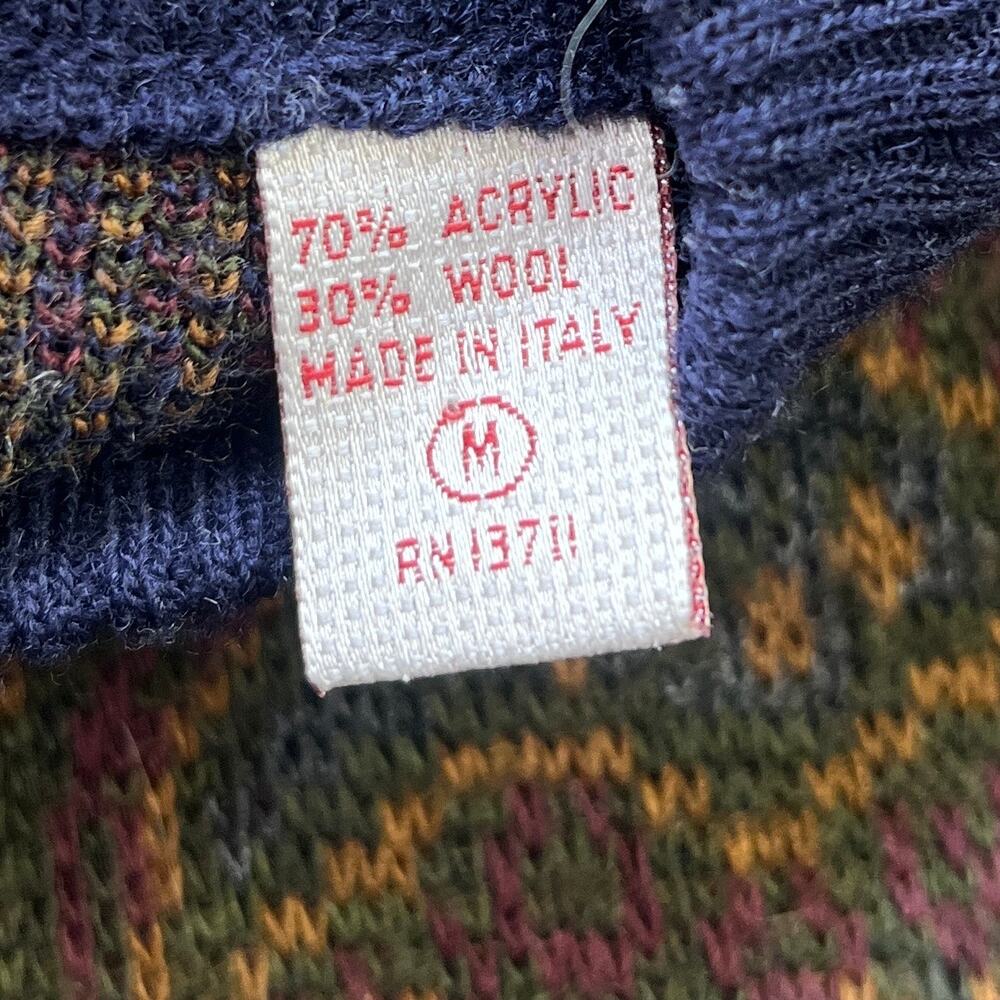 Vintage Paisley Wool Acrylic Blend Italian Grandpa Sweater John Ashford - Medium - Picture 4 of 6